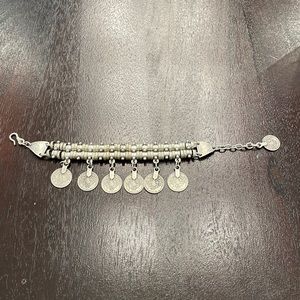 Free People silver coin charm bracelet boho